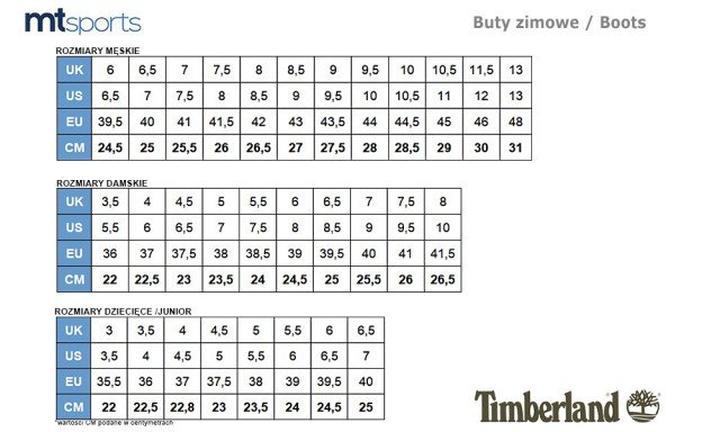 Dobór rozmiaru Timberland
